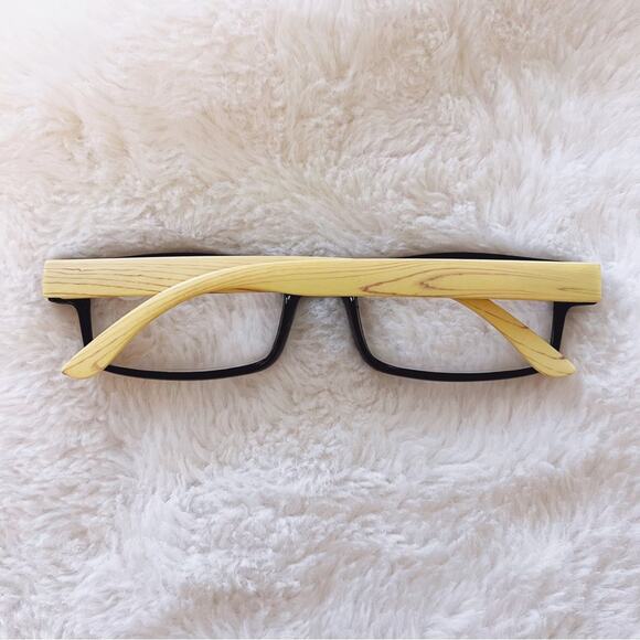 Rory Black & Light Wood Rectangular Reader Glasses - Picture 11 of 11